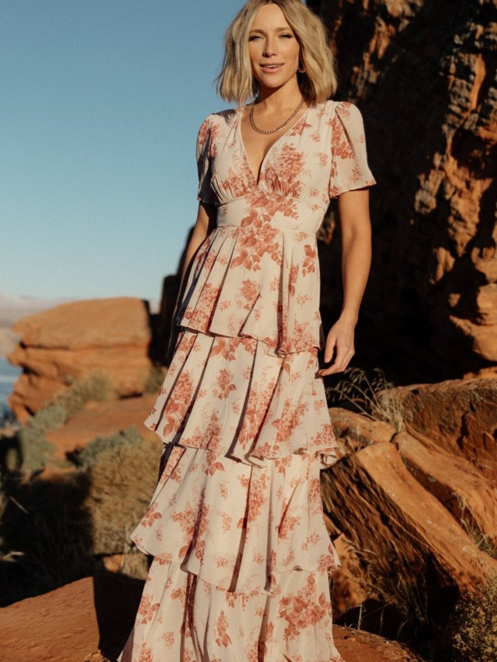 Baltic Born Montaigne Ruffle Maxi Dress | Rose Floral Size MM